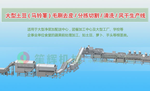 望花连续式土豆去皮清洗切割风干生产线